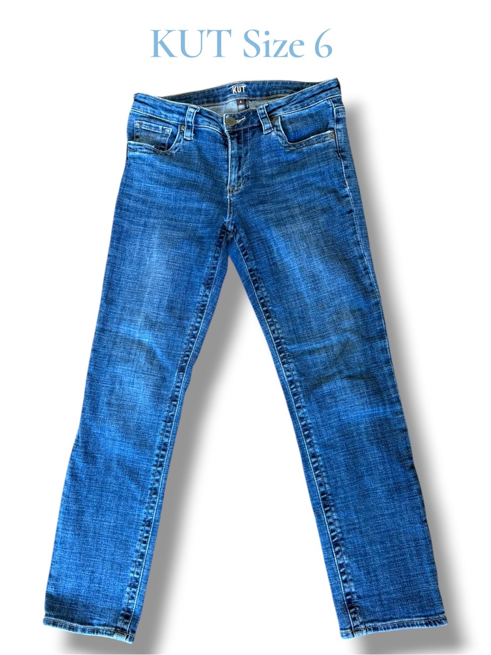 Kut from the Kloth Straight Leg Jeans in Mid Blue Wash
